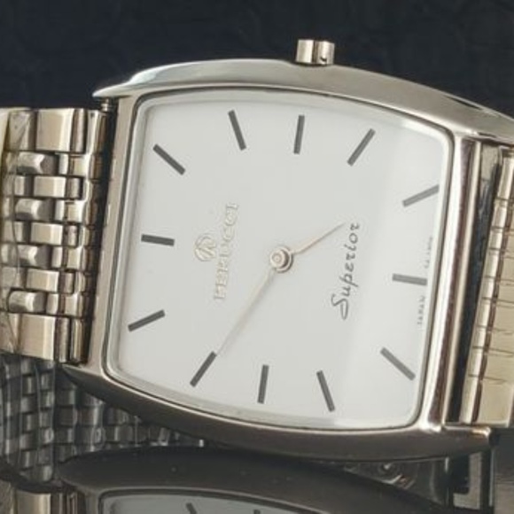 Perucci Superior Super Slim Watch Silver Tone Whit - Picture 3 of 5